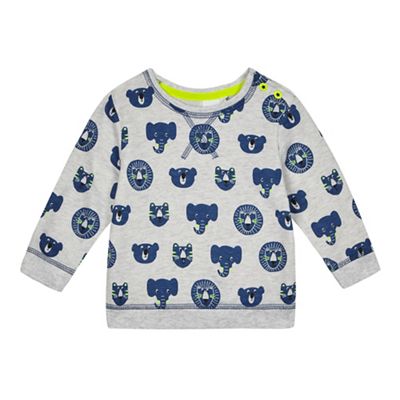 Baby boys' grey animal print sweater